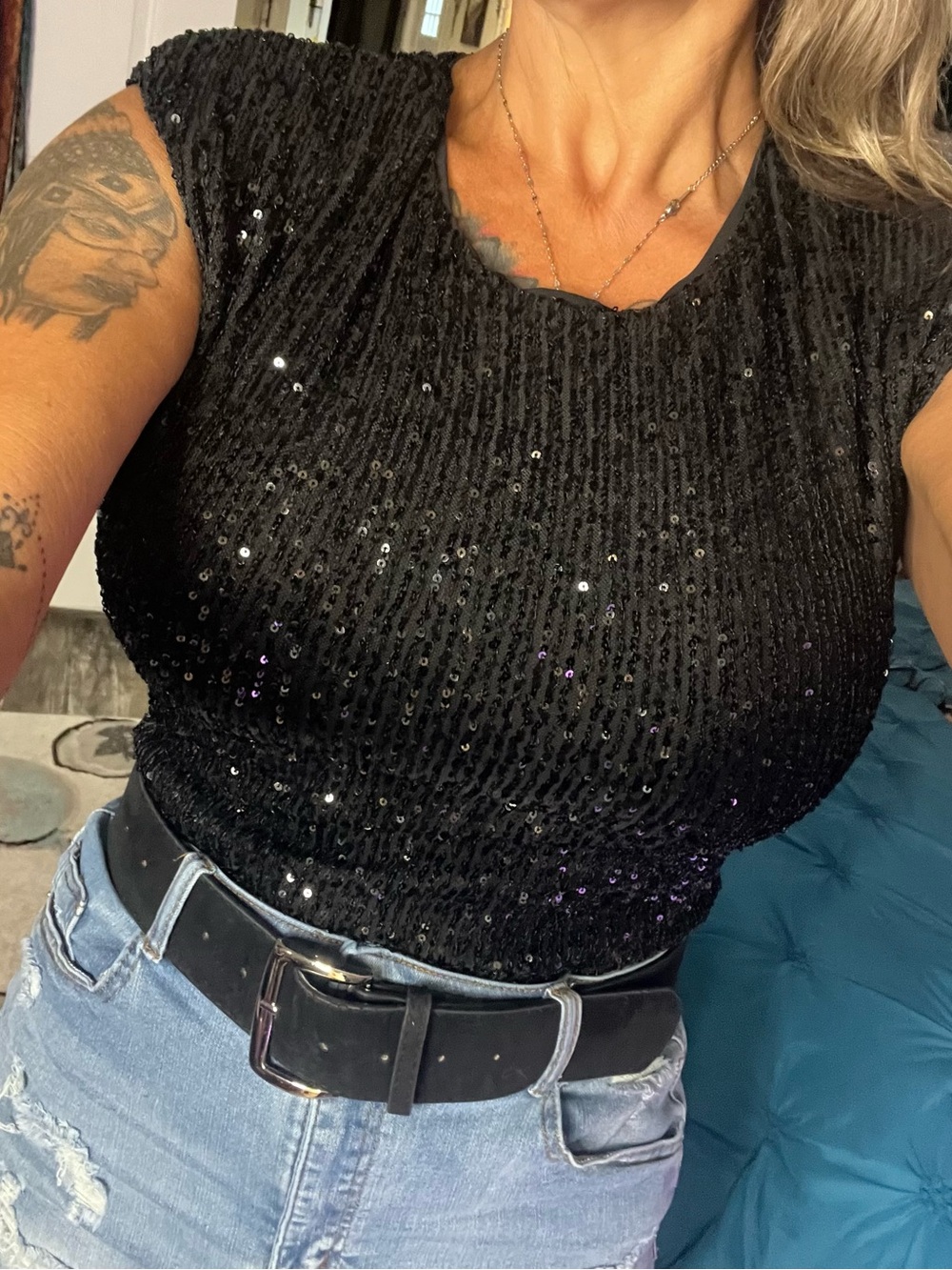 Privy black sequins bodysuit